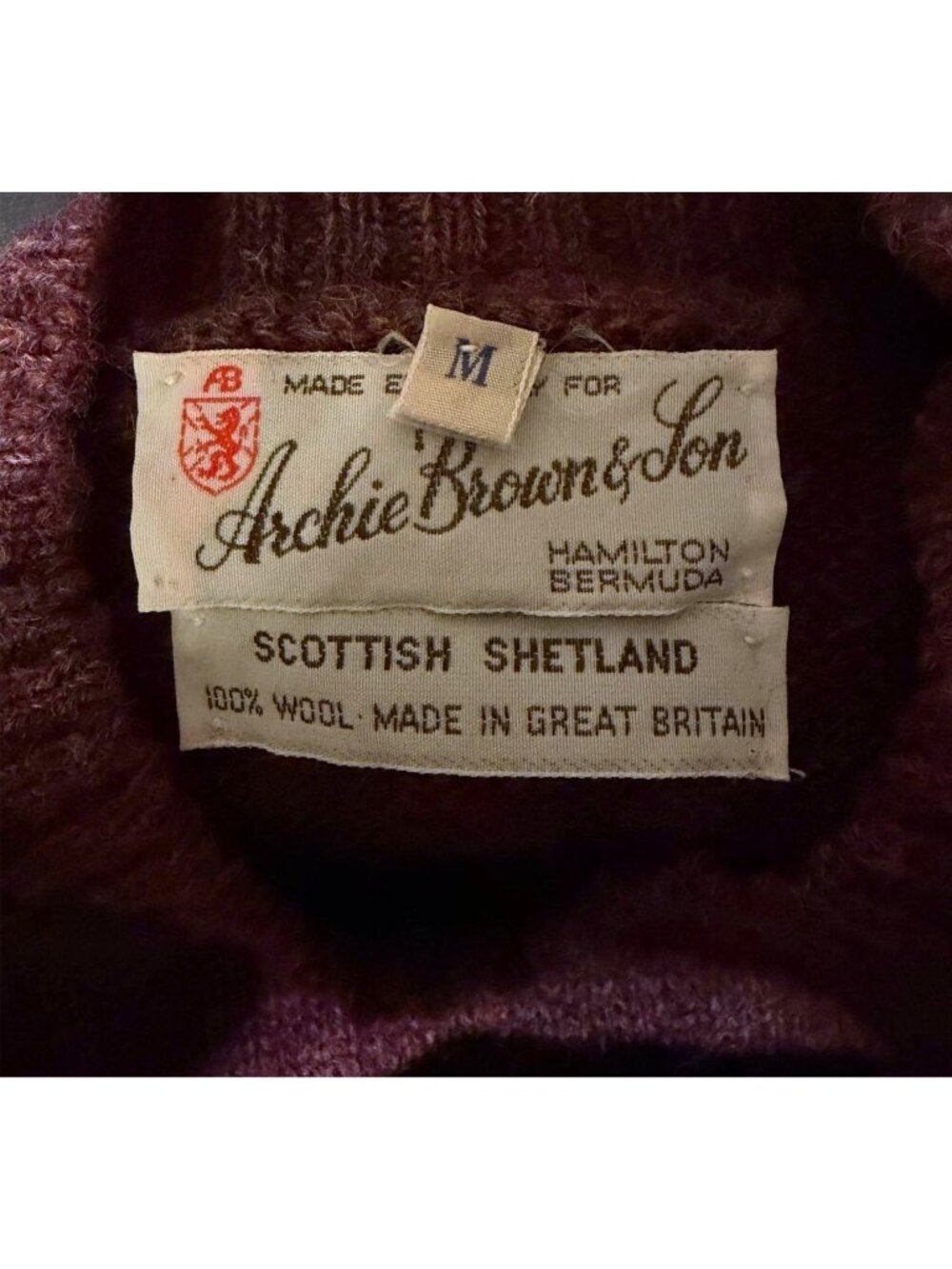 Vintage Scottish Shetland Wool Sweater M Marled Plum Archie Brown 100% Wool - Picture 3 of 3